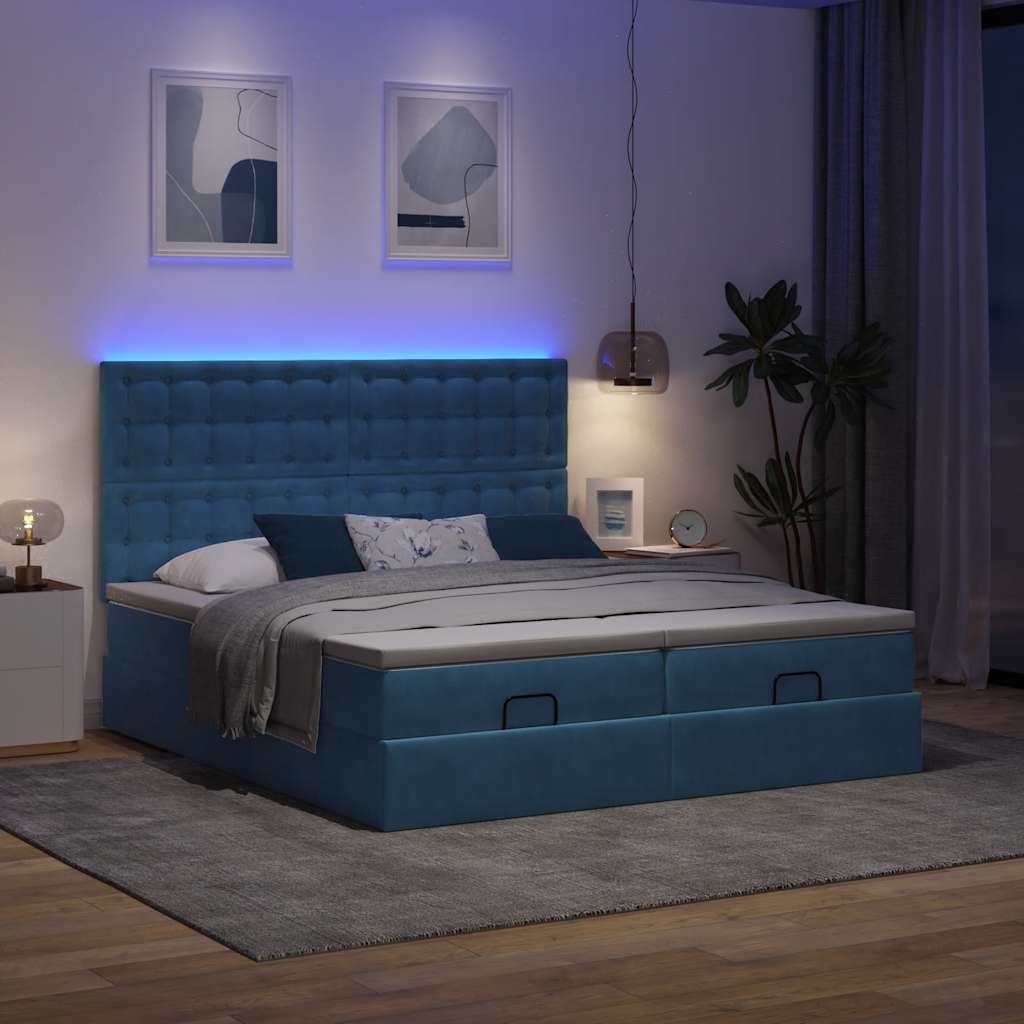 vidaXL Estructura de cama otomana colchones terciopelo azul oscuro