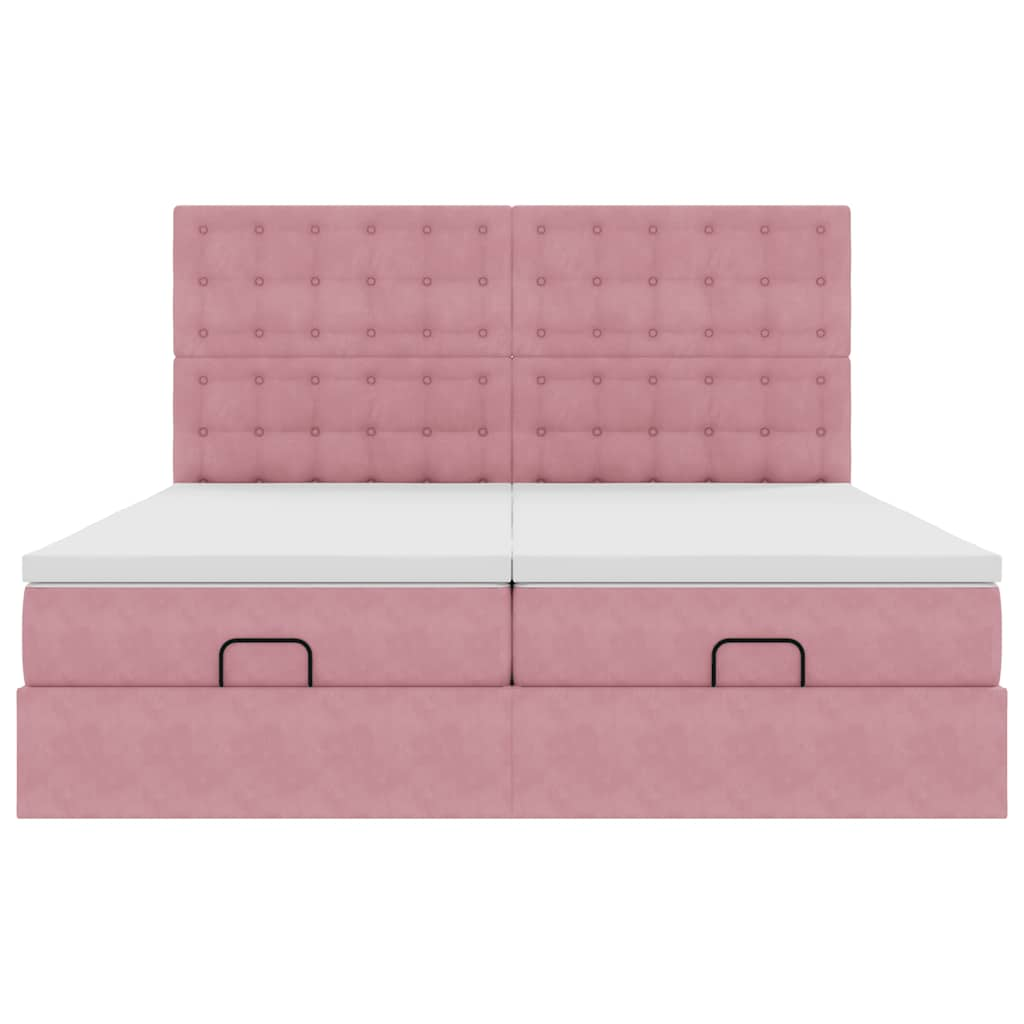 vidaXL Estructura de cama otomana colchones terciopelo rosa 180x200cm