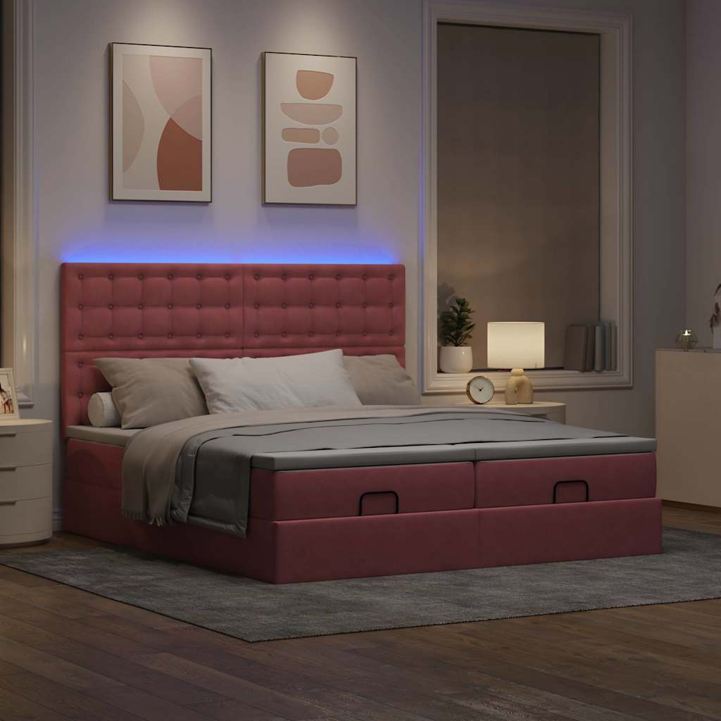 vidaXL Estructura de cama otomana colchones terciopelo rosa 180x200cm