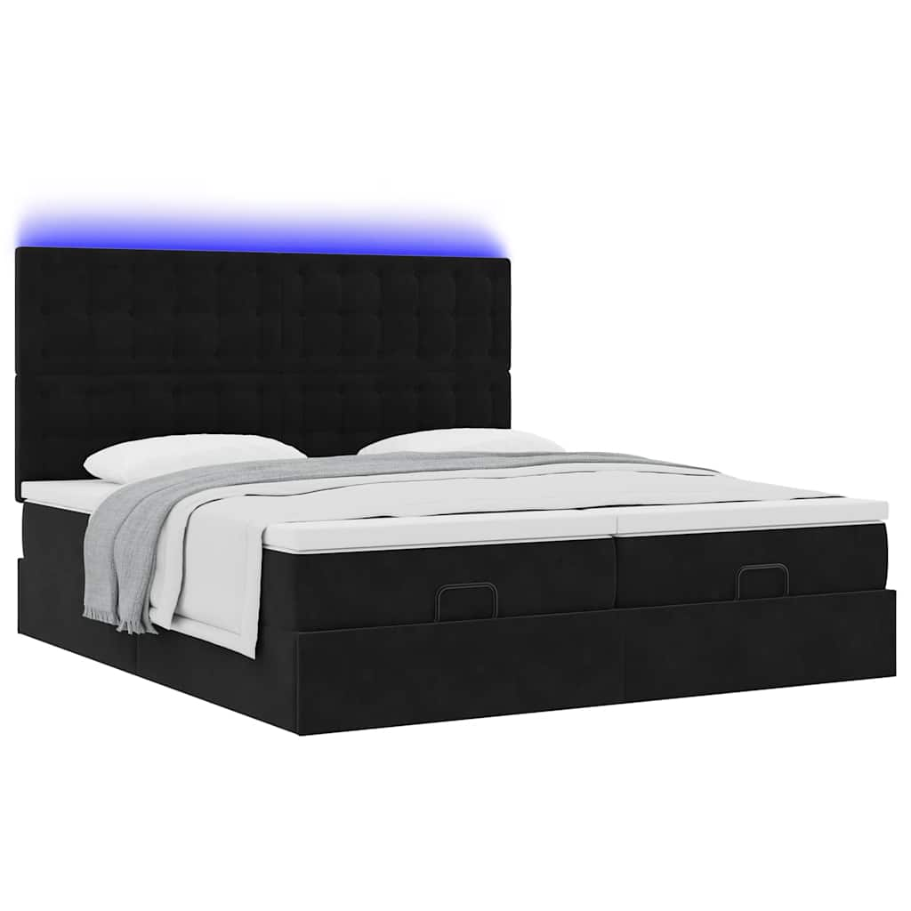 vidaXL Estructura de cama otomana colchones terciopelo negro 200x200cm