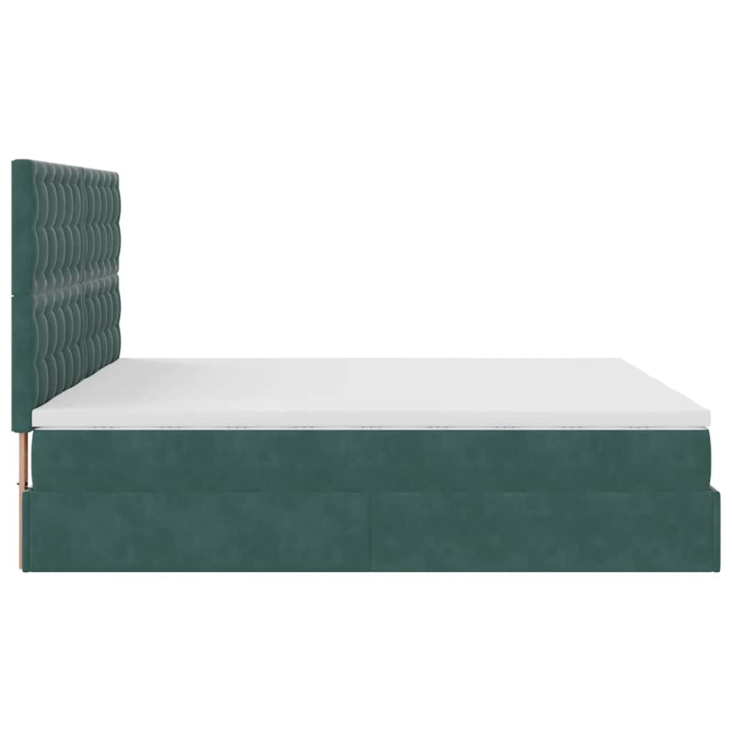 vidaXL Estructura de cama otomana colchones terciopelo verde oscuro