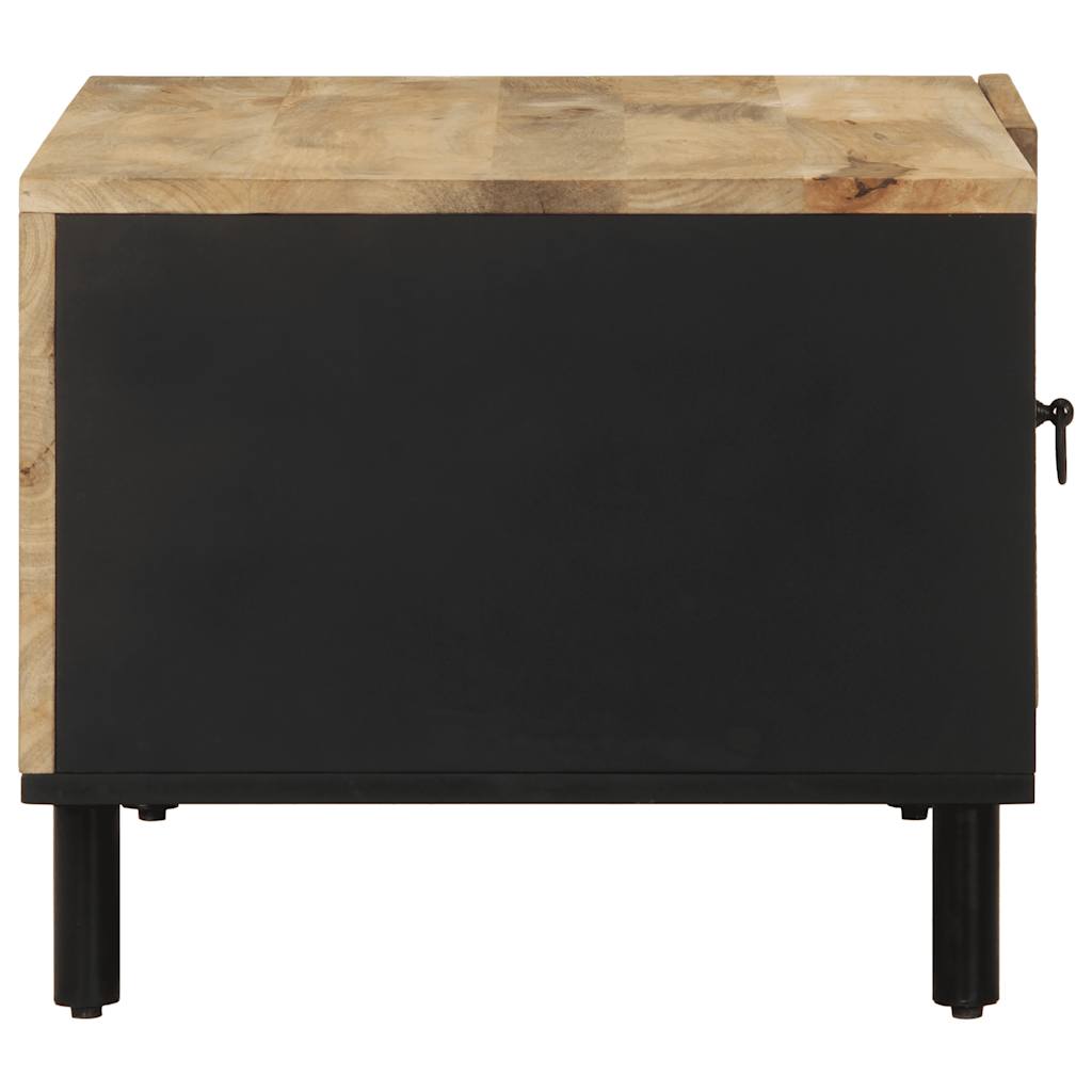 vidaXL Mesa de centro madera maciza de mango rugosa negro 80x50x40 cm