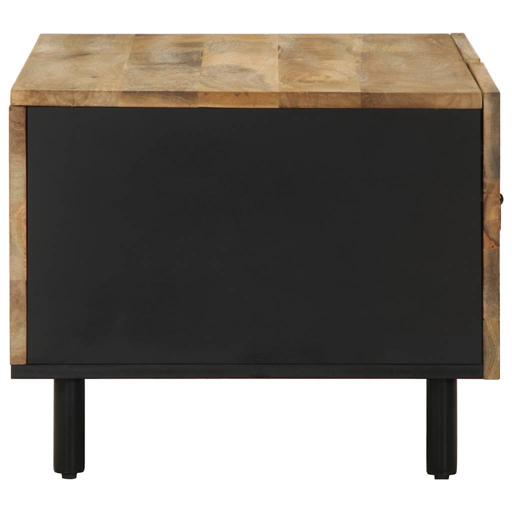 vidaXL Mesa de centro madera maciza de mango rugosa negro 80x50x40 cm