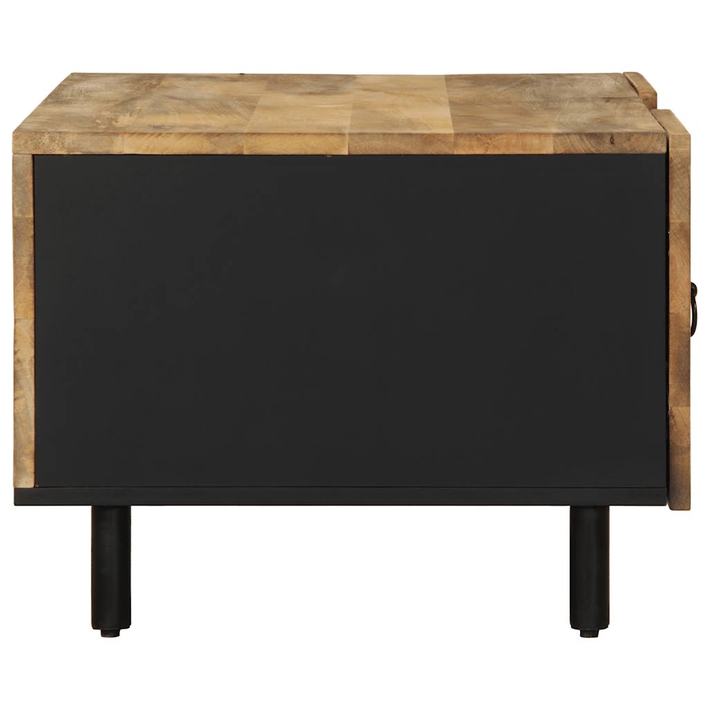 vidaXL Mesa de centro madera maciza de mango rugosa negro 100x54x40 cm