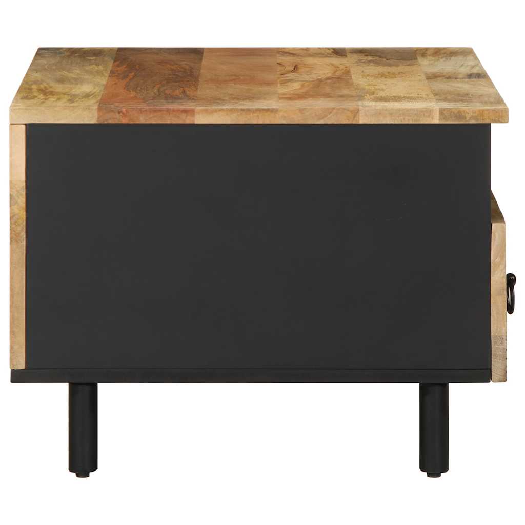 vidaXL Mesa de centro madera maciza de mango rugosa negro 80x54x40 cm