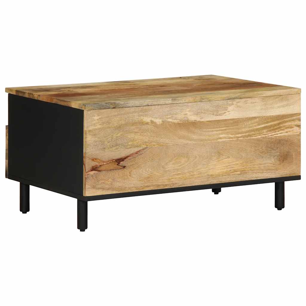 vidaXL Mesa de centro madera maciza de mango rugosa negro 80x54x40 cm