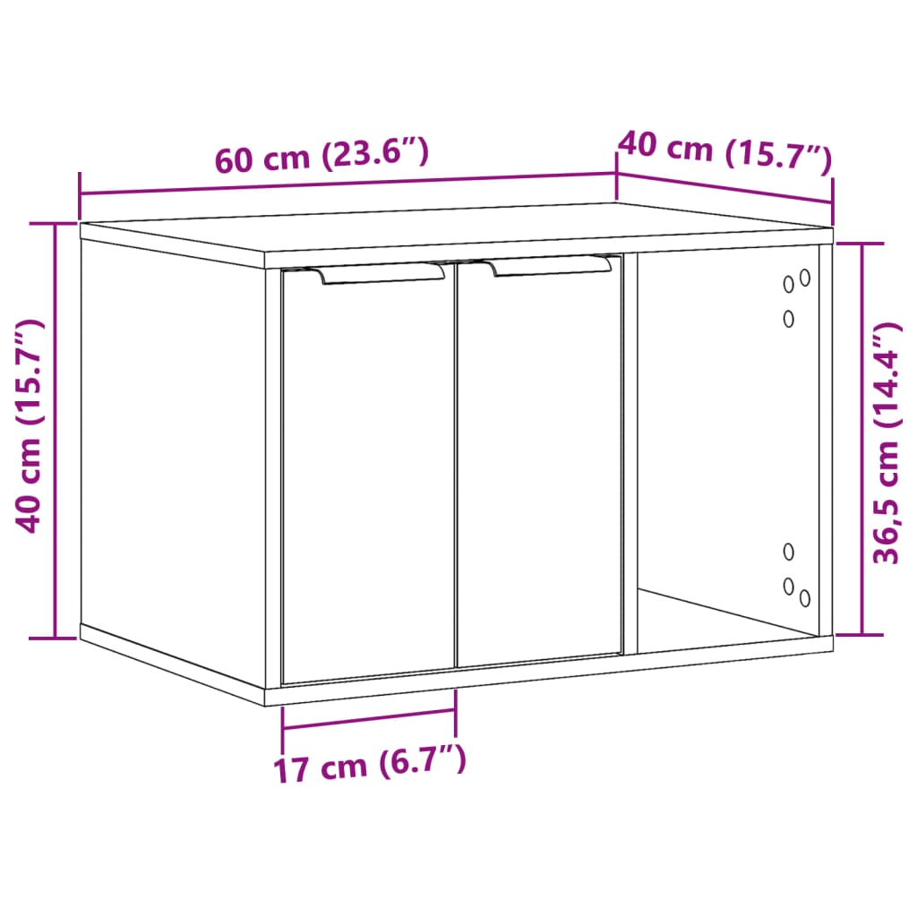 vidaXL Mueble arenero para gatos madera gris hormigón 60x40x40 cm