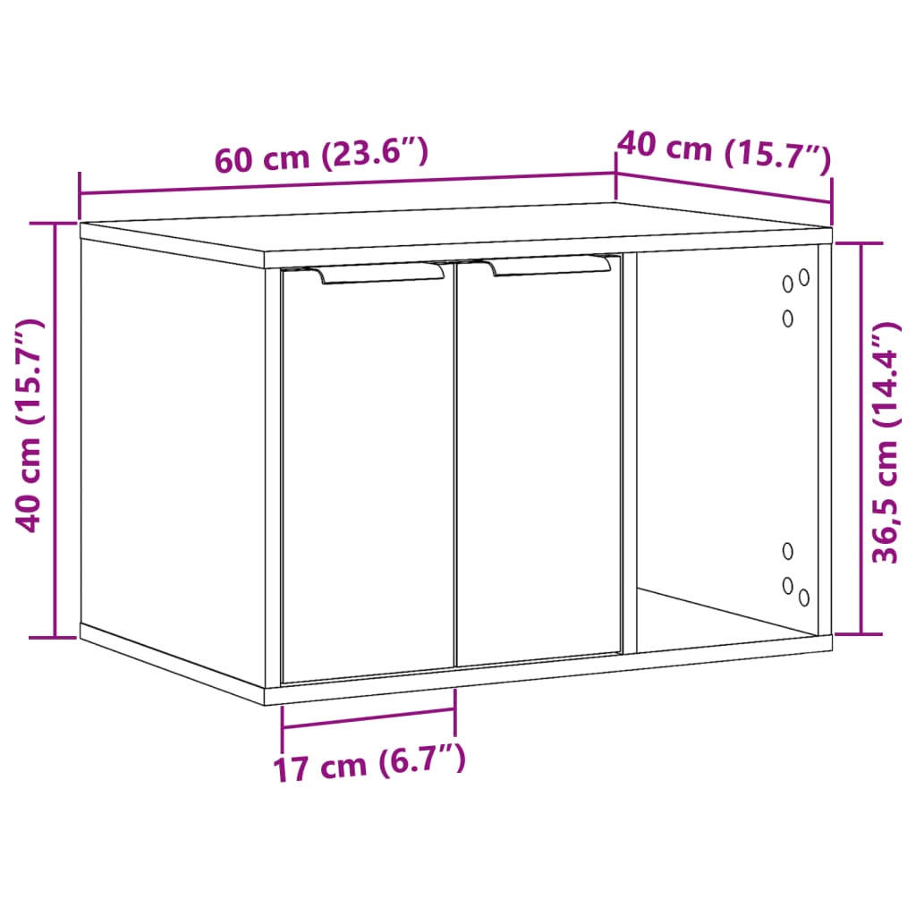 vidaXL Mueble arenero para gatos madera gris Sonoma 60x40x40 cm