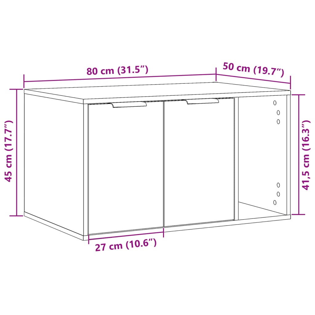 vidaXL Mueble arenero para gatos madera ingeniería blanco 80x50x45 cm