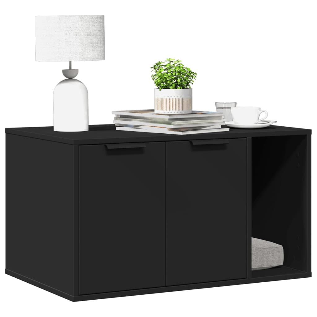 vidaXL Mueble arenero para gatos madera ingeniería negro 80x50x45 cm