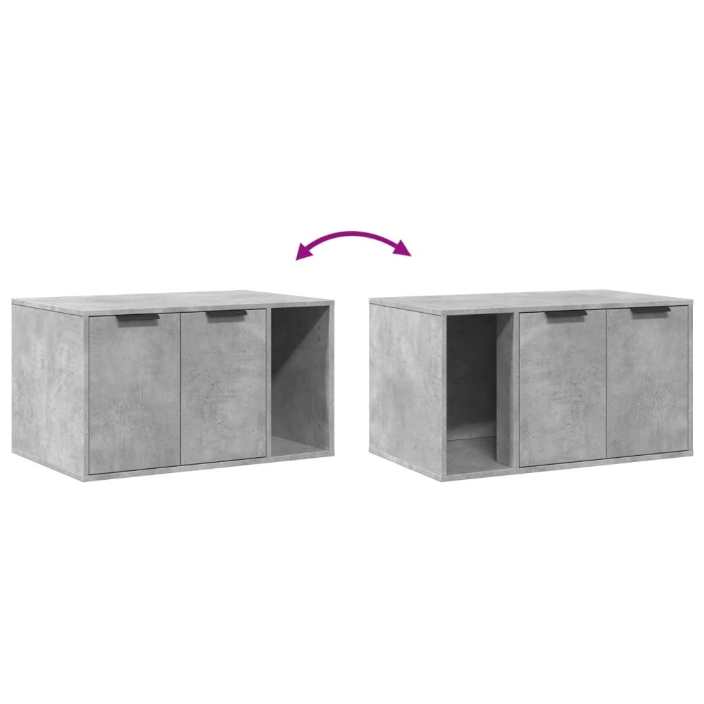 vidaXL Mueble arenero para gatos madera gris hormigón 80x50x45 cm