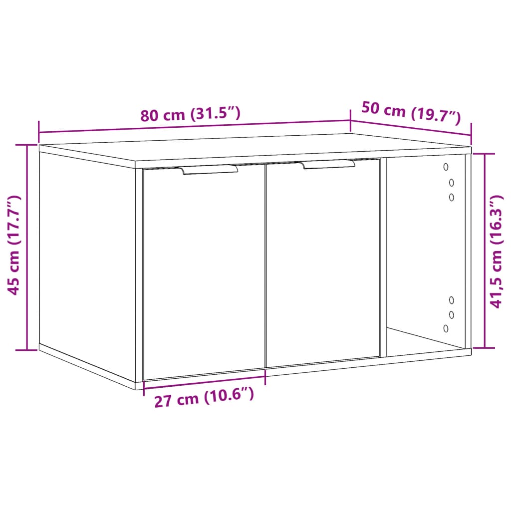 vidaXL Mueble arenero para gatos madera roble ahumado 80x50x45 cm