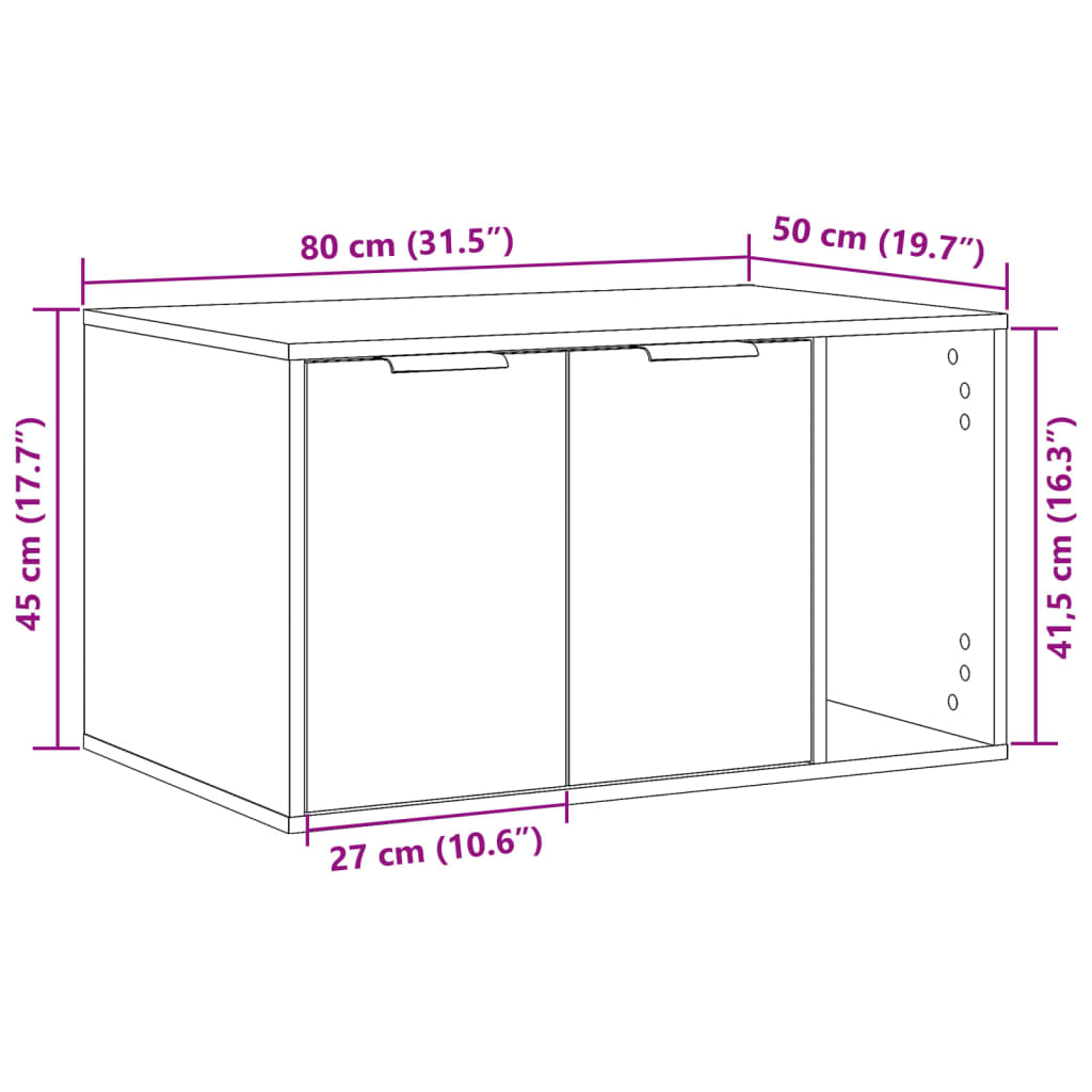 vidaXL Mueble arenero de gatos madera ingeniería envejecida 80x50x45cm