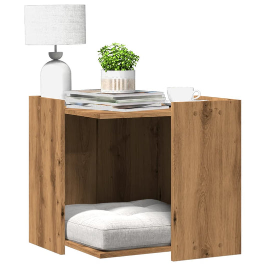 vidaXL Mueble arenero para gatos madera roble artisian 53x53x51 cm