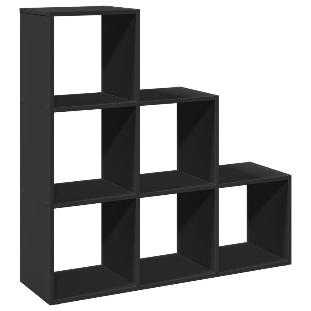 vidaXL Librería divisor 3 niveles madera ingeniería negro 99x29x99 cm