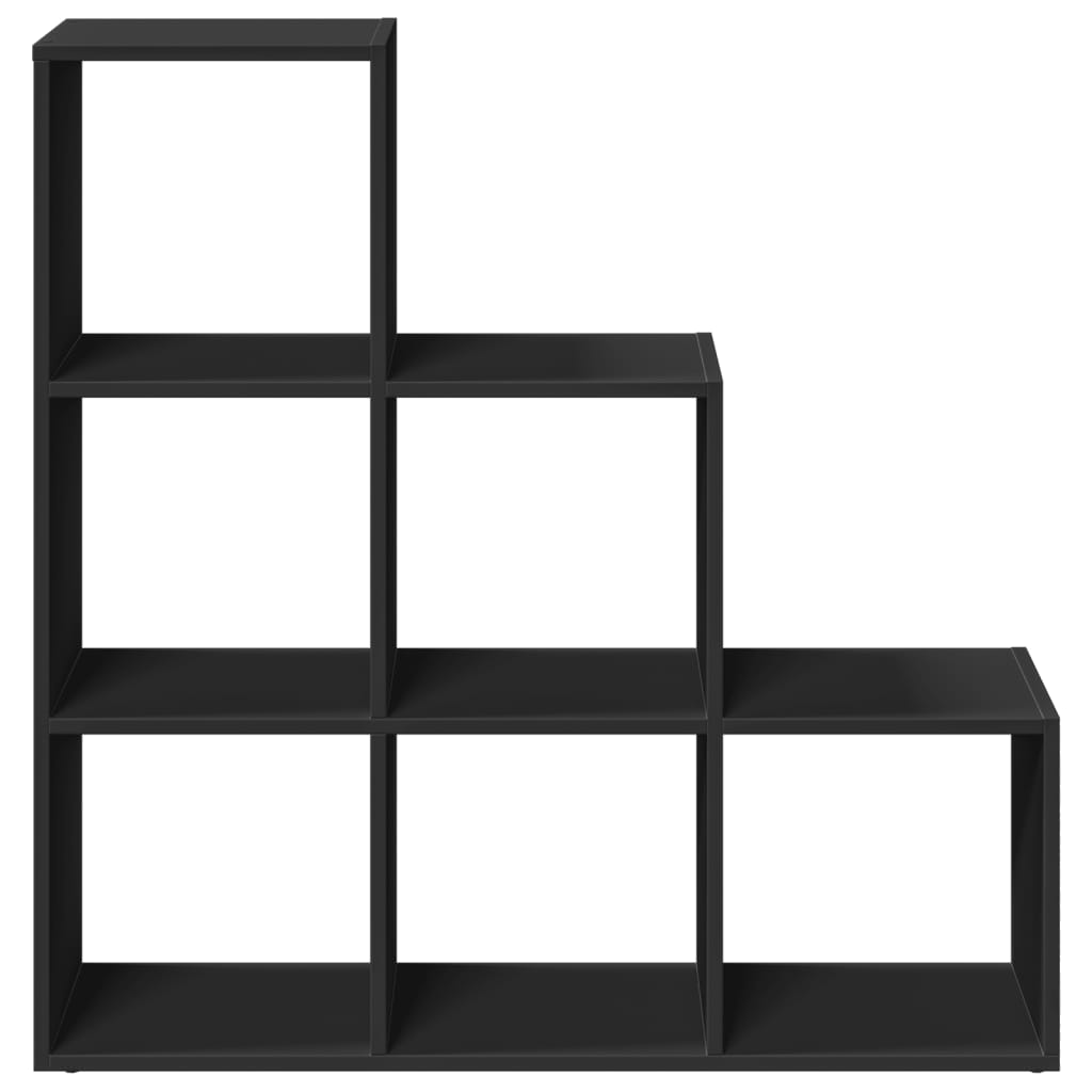 vidaXL Librería divisor 3 niveles madera ingeniería negro 99x29x99 cm