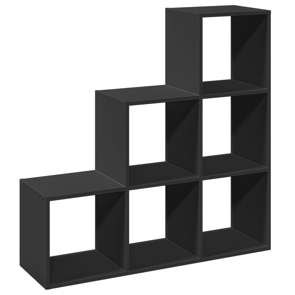 vidaXL Librería divisor 3 niveles madera ingeniería negro 99x29x99 cm