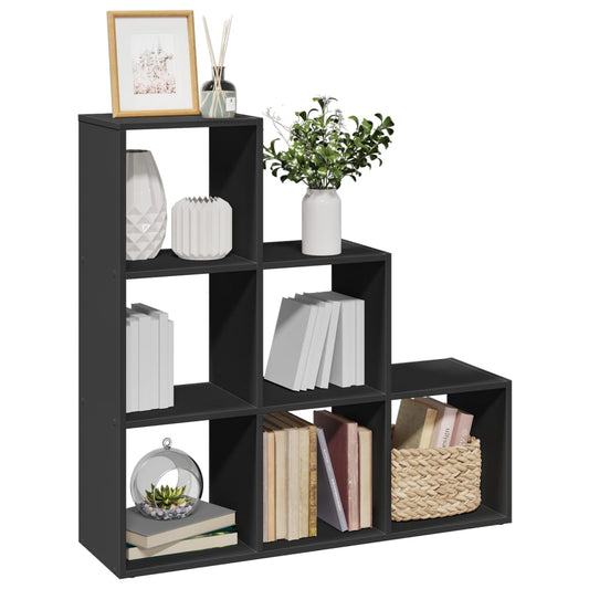 vidaXL Librería divisor 3 niveles madera ingeniería negro 99x29x99 cm