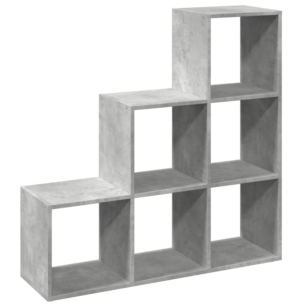 vidaXL Librería divisor 3 niveles madera gris hormigón 99x29x99 cm