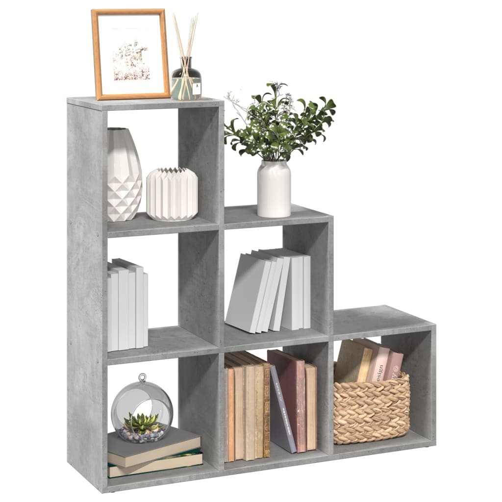 vidaXL Librería divisor 3 niveles madera gris hormigón 99x29x99 cm