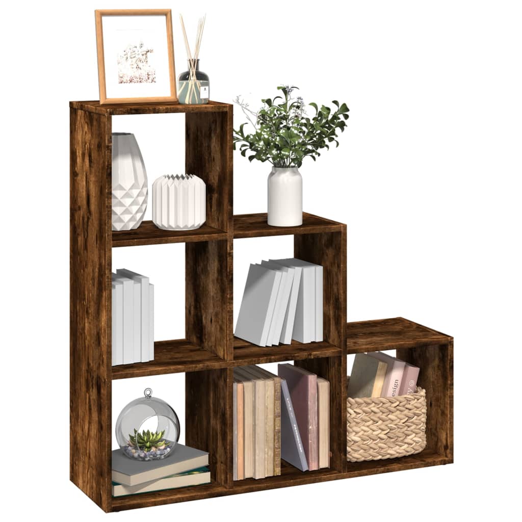 vidaXL Librería divisor 3 niveles madera roble ahumado 99x29x99 cm