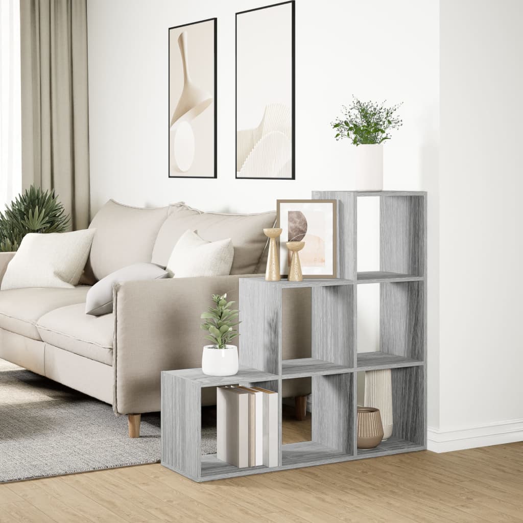 vidaXL Librería divisor 3 niveles madera gris Sonoma 99x29x99 cm