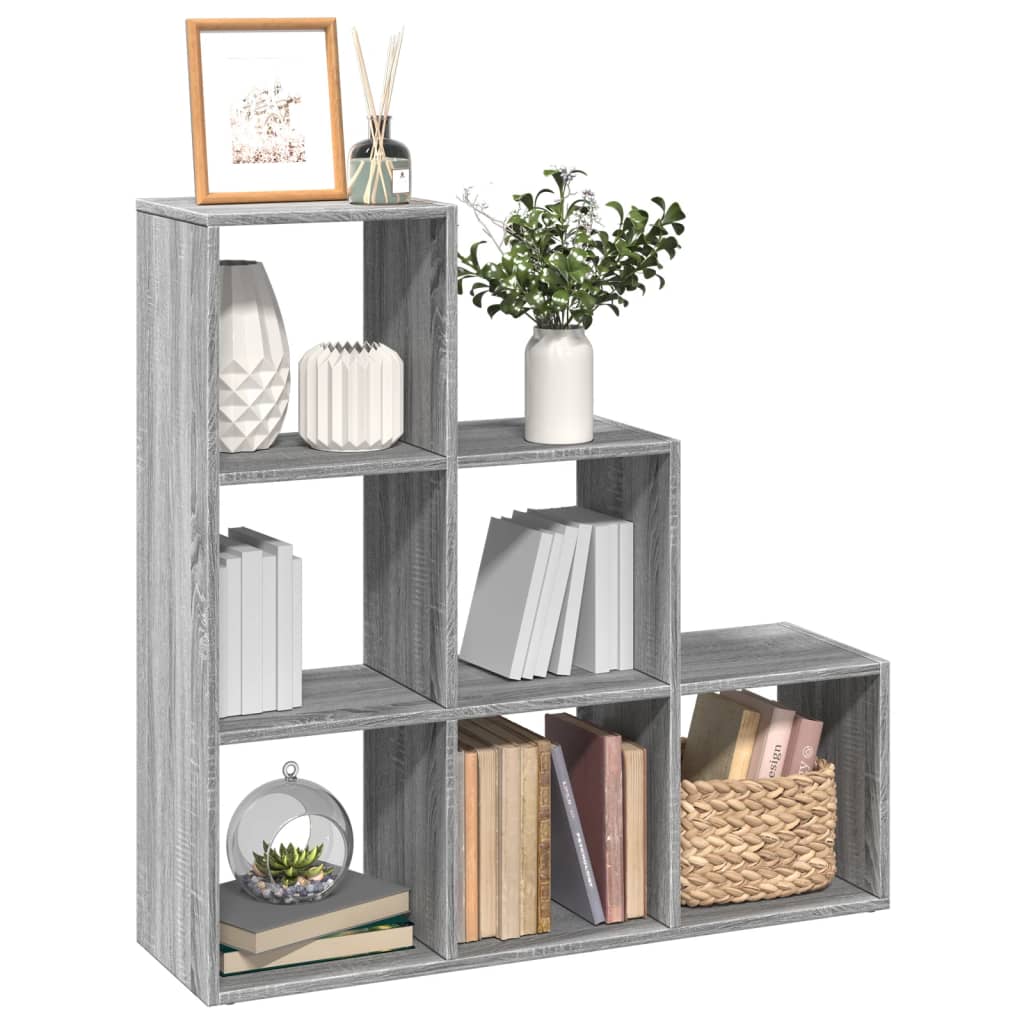 vidaXL Librería divisor 3 niveles madera gris Sonoma 99x29x99 cm