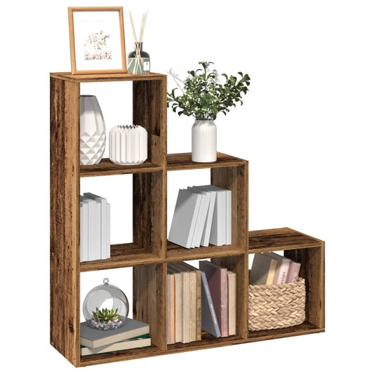 vidaXL Librería divisor 3 niveles madera envejecida 99x29x99 cm