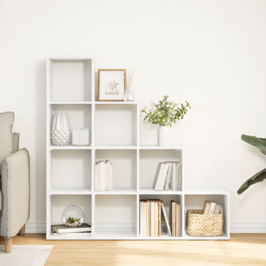 vidaXL Librería divisora 4 niveles madera blanca 131,5x29x131,5 cm