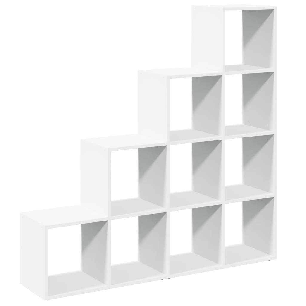 vidaXL Librería divisora 4 niveles madera blanca 131,5x29x131,5 cm