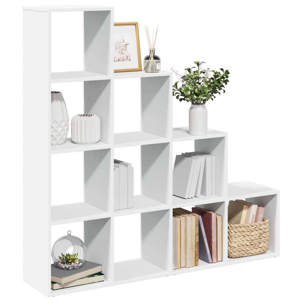 vidaXL Librería divisora 4 niveles madera blanca 131,5x29x131,5 cm