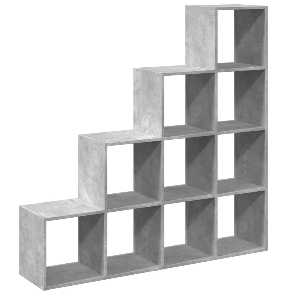 vidaXL Librería divisora 4 niveles madera gris 131,5x29x131,5 cm