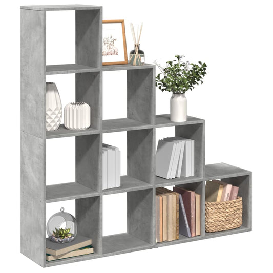 vidaXL Librería divisora 4 niveles madera gris 131,5x29x131,5 cm