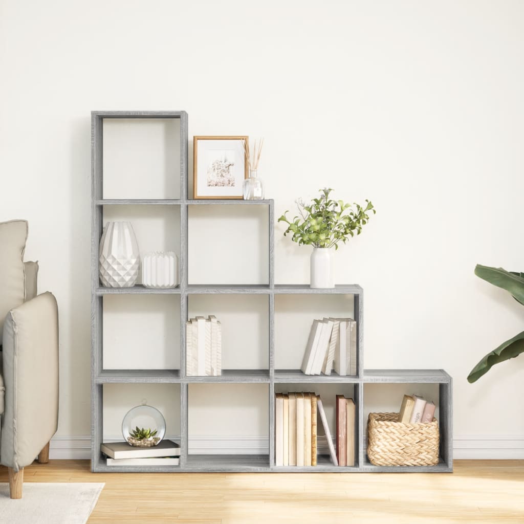 vidaXL Librería divisora 4 niveles madera gris Sonoma 131,5x29x131,5cm