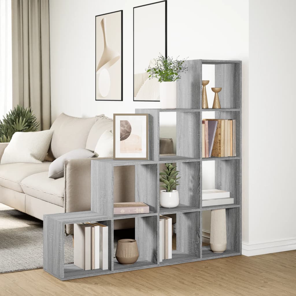 vidaXL Librería divisora 4 niveles madera gris Sonoma 131,5x29x131,5cm