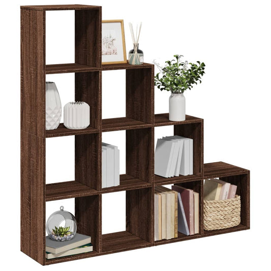 vidaXL Librería divisora 4 niveles marrón roble 131,5x29x131,5 cm