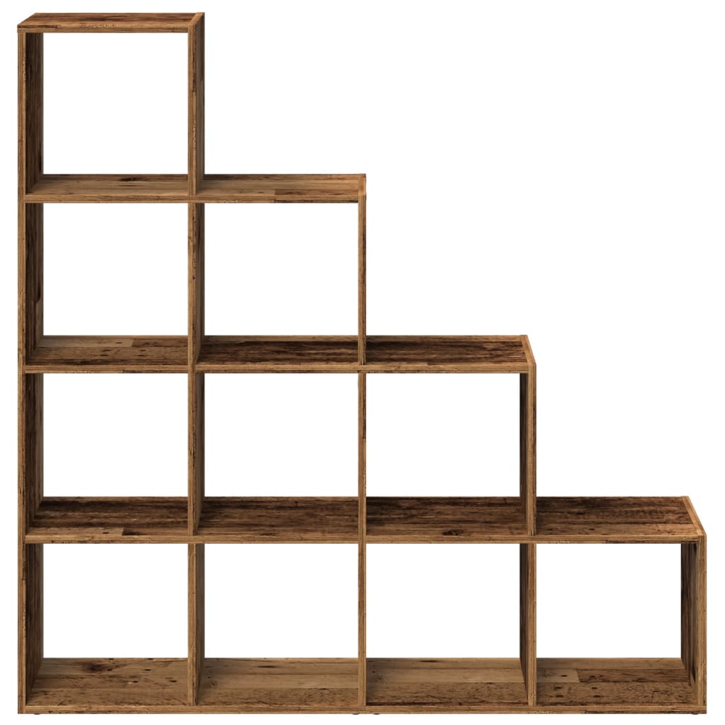 vidaXL Librería divisora 4 niveles madera envejecida 131,5x29x131,5 cm