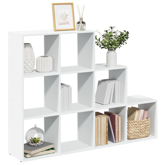 vidaXL Librería divisora 3 niveles madera blanca 137,5x29x103,5 cm