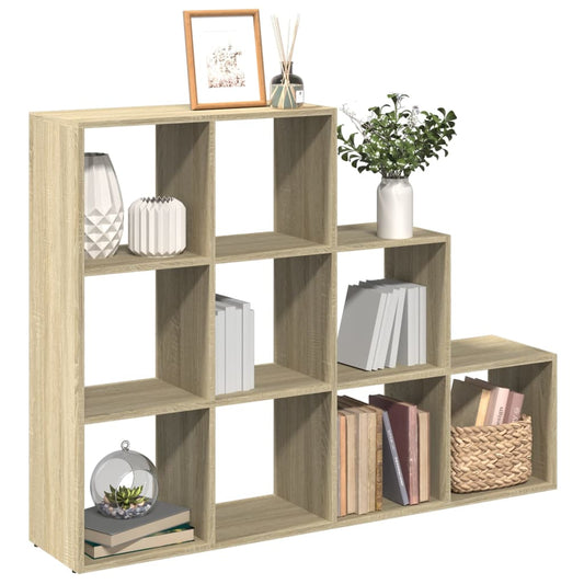 vidaXL Librería divisora 3 niveles madera Sonoma 137,5x29x103,5 cm