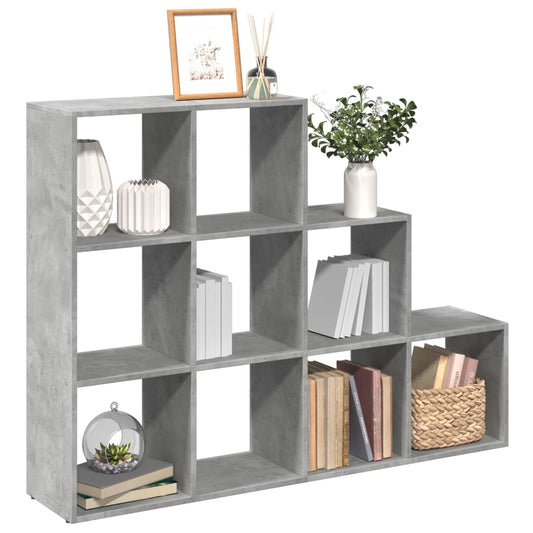 vidaXL Librería divisora 3 niveles madera gris 137,5x29x103,5 cm