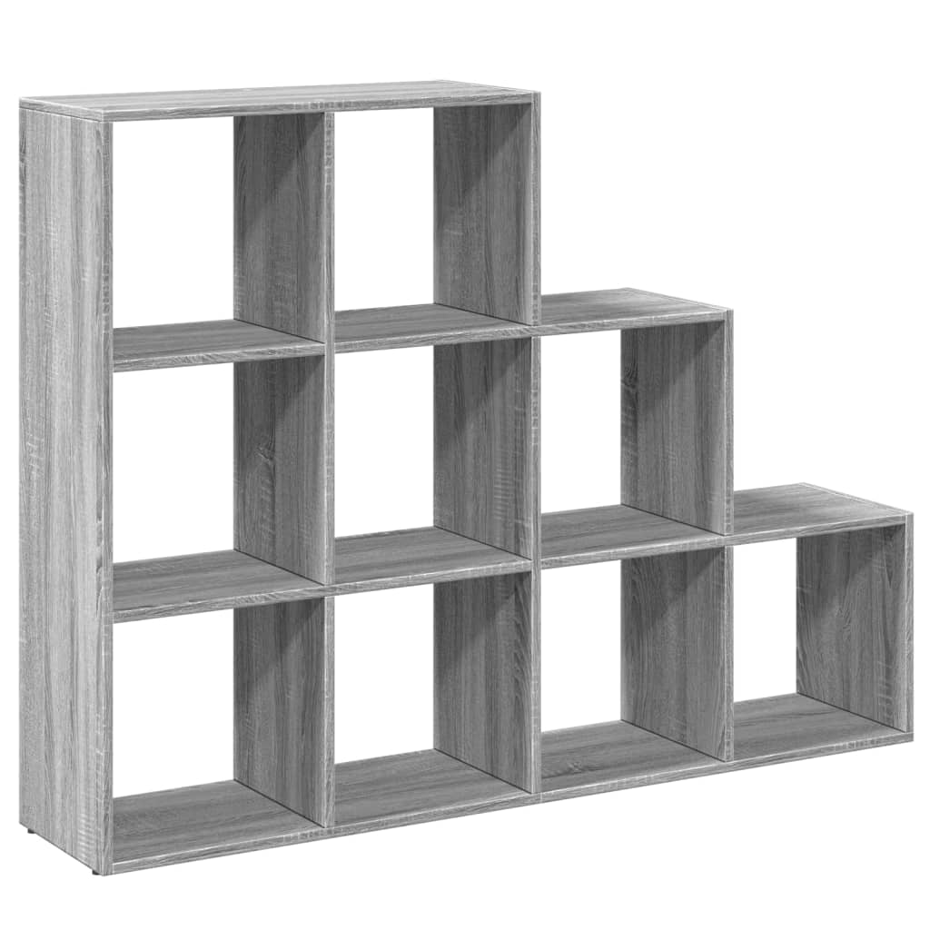 vidaXL Librería divisora 3 niveles madera gris Sonoma 137,5x29x103,5cm