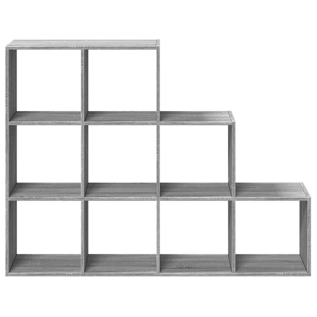 vidaXL Librería divisora 3 niveles madera gris Sonoma 137,5x29x103,5cm