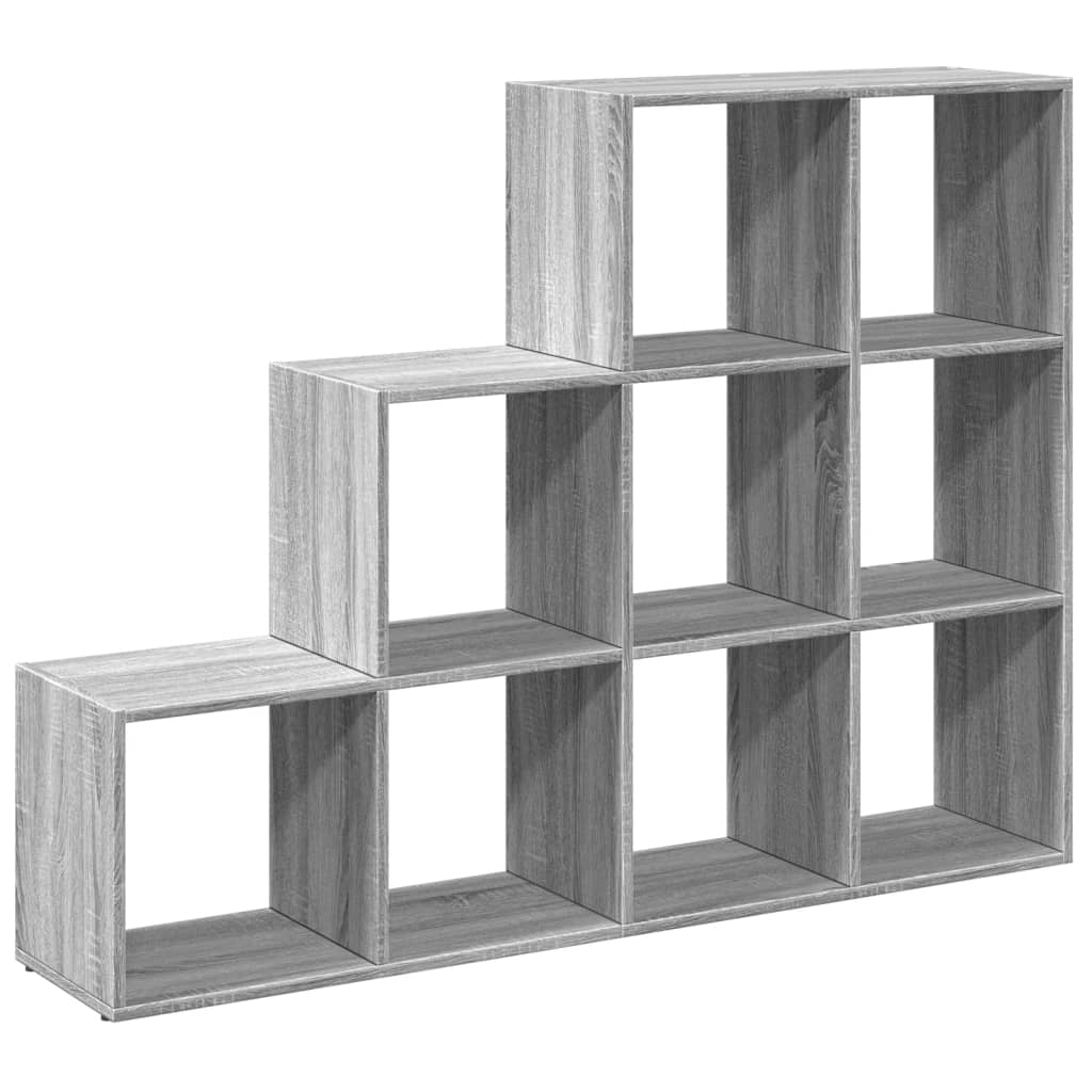 vidaXL Librería divisora 3 niveles madera gris Sonoma 137,5x29x103,5cm