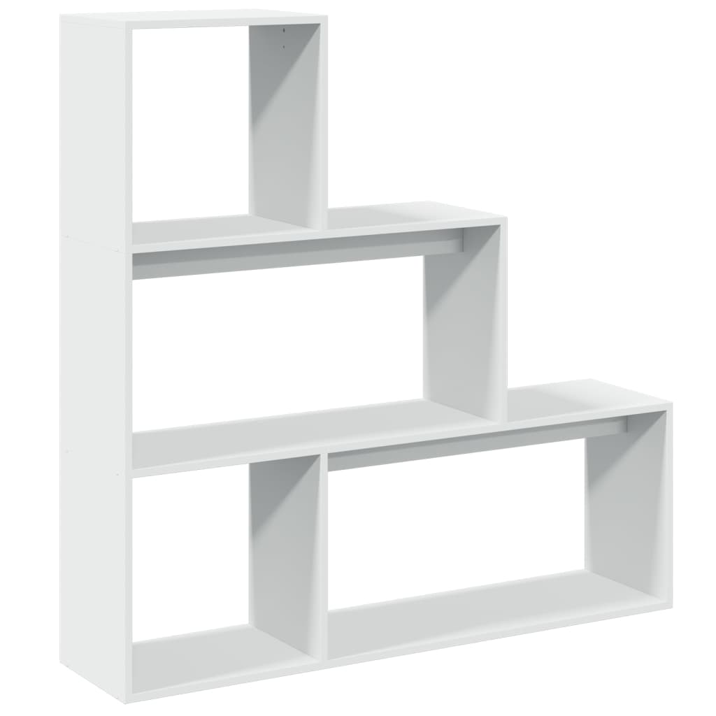 vidaXL Librería divisora 3 niveles madera blanca 123x29x123 cm