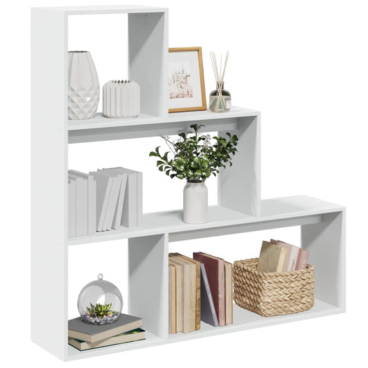 vidaXL Librería divisora 3 niveles madera blanca 123x29x123 cm