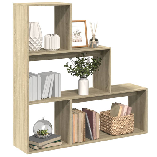 vidaXL Librería divisora 3 niveles madera roble Sonoma 123x29x123 cm