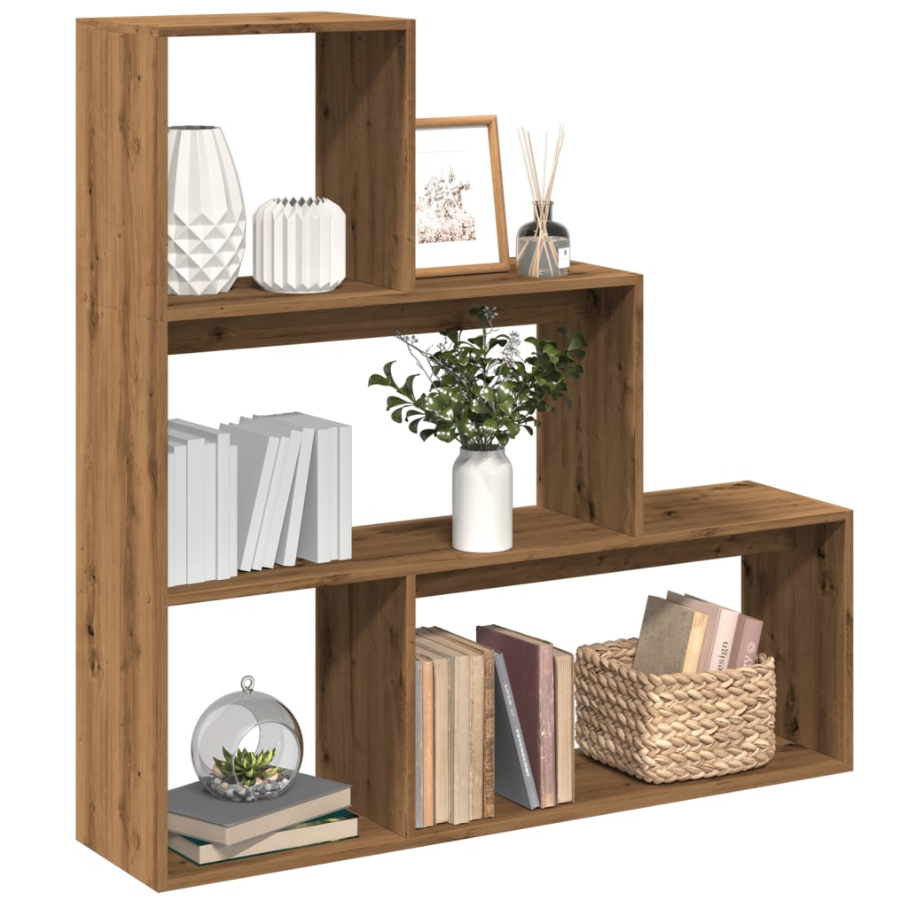 vidaXL Librería divisora 4 niveles madera roble artisan 123x29x123 cm