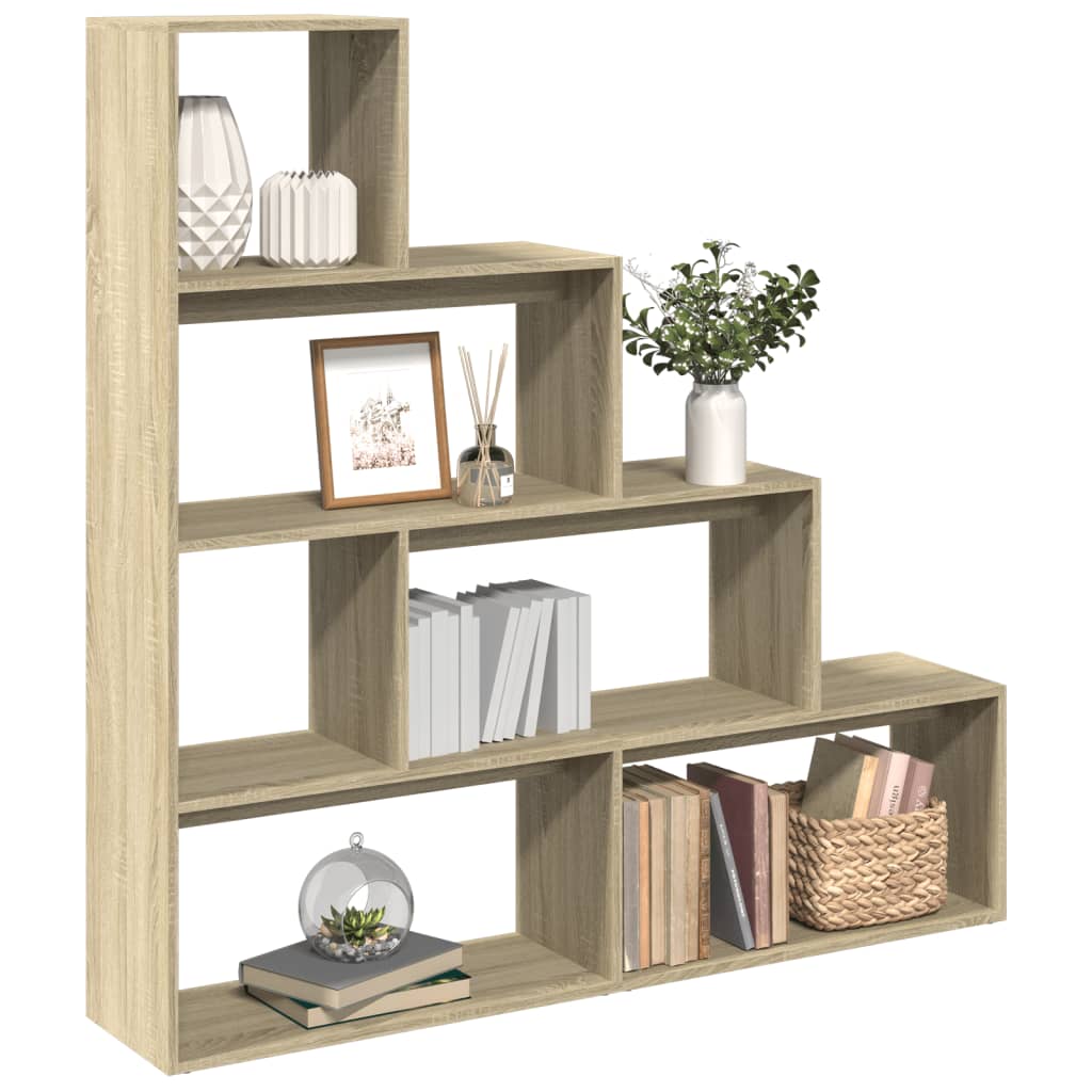 vidaXL Librería divisora 4 niveles madera Sonoma 143,5x29x143,5 cm