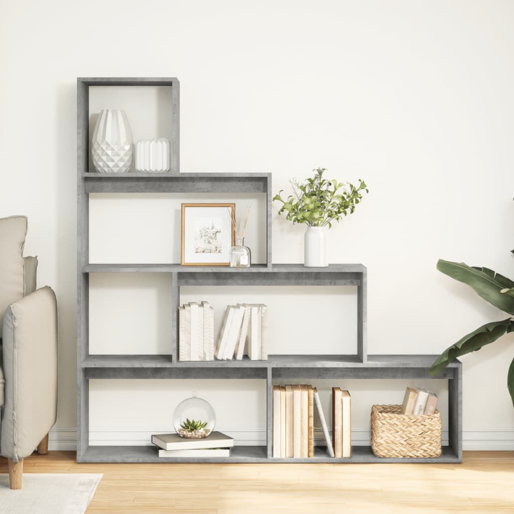 vidaXL Librería divisora 4 niveles madera gris 143,5x29x143,5 cm