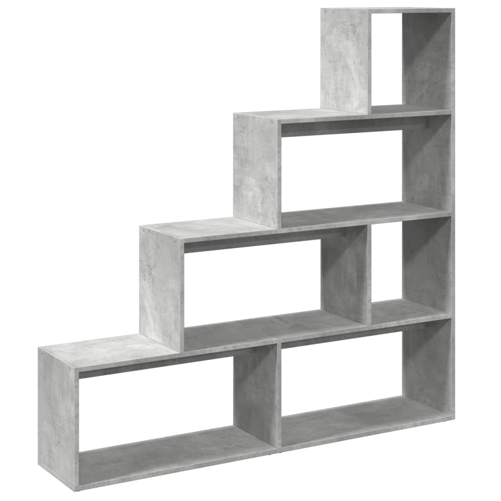 vidaXL Librería divisora 4 niveles madera gris 143,5x29x143,5 cm